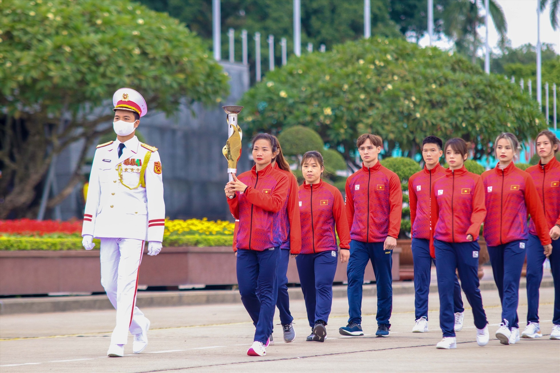 Lễ xin lửa và rước đuốc Đại hội Thể thao toàn quốc lần thứ 9. Ảnh: Minh Anh