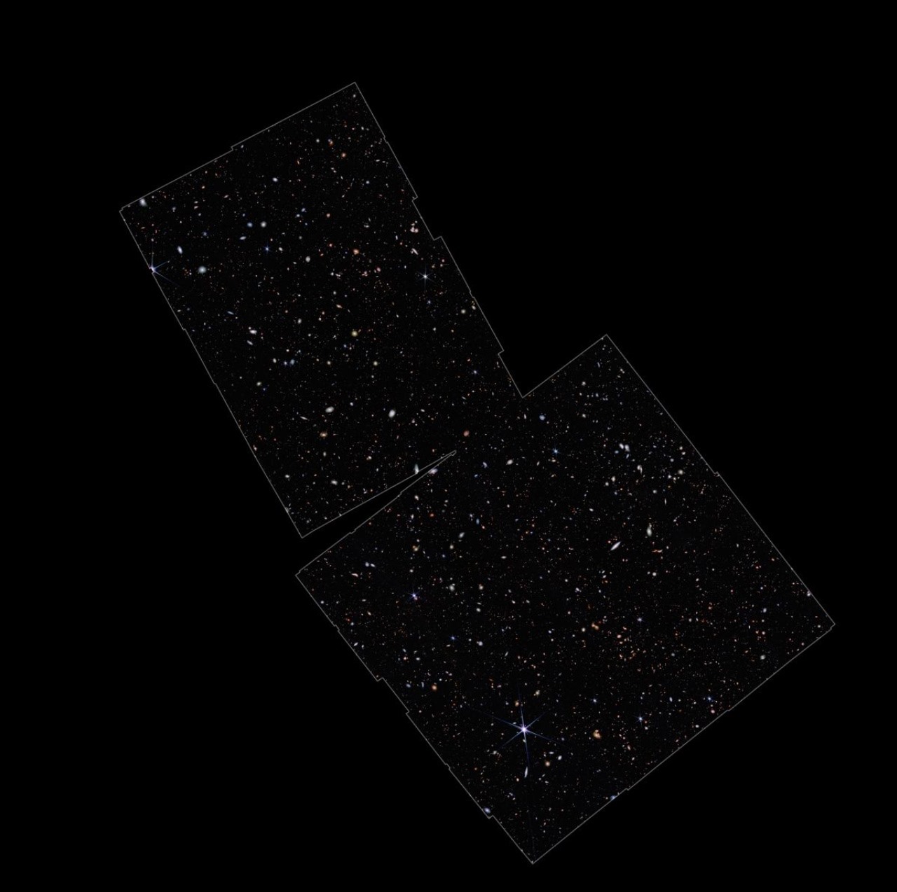 James Webb khoanh vùng khu vực mà các thiên hà cổ đại này tồn tại. Ảnh: NASA