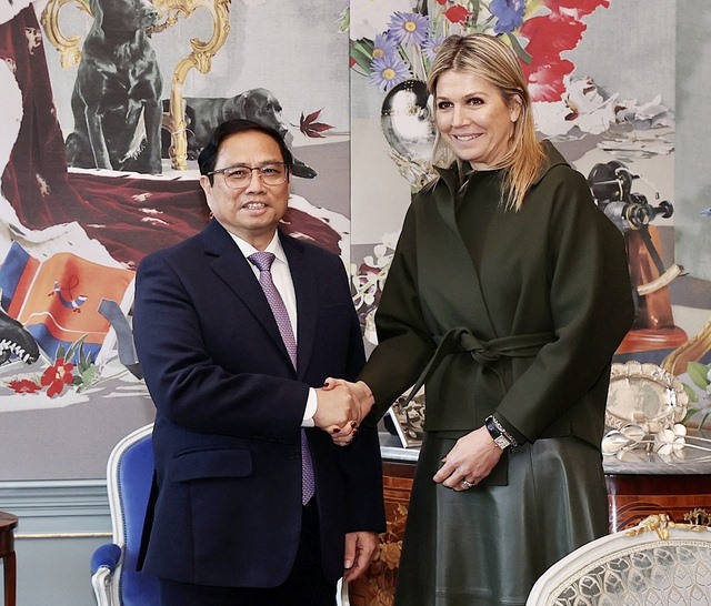 Thủ tướng Phạm Minh Chính hội kiến với Hoàng hậu Maxima. Ảnh: VGP