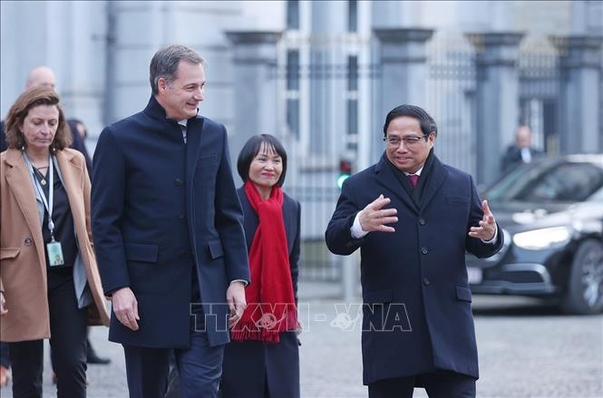 Thủ tướng Phạm Minh Chính và Thủ tướng Vương quốc Bỉ Alexander De Croo. Ảnh: TTXVN