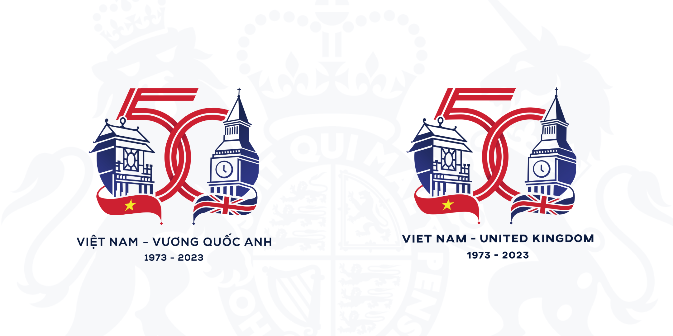 Logo chính thức kỷ niệm 50 năm quan hệ ngoại giao Việt Nam - Vương quốc Anh. Ảnh: ĐSQ Anh