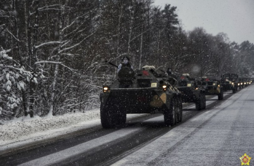 Xe tăng của quân đội Belarus tham gia tập trận. Ảnh: Bộ Quốc phòng Belarus