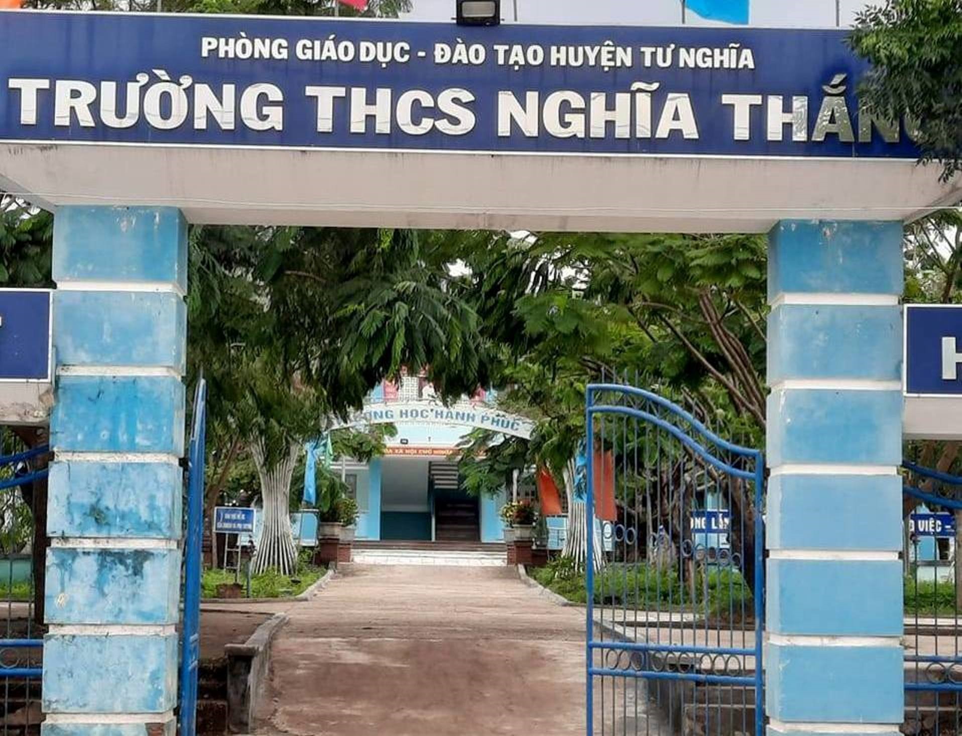 Trường THCS Nghĩa Thắng, xã Nghĩa Thắng, huyện Tư Nghĩa nơi xảy ra vụ việc. Ảnh: Ngọc Viên