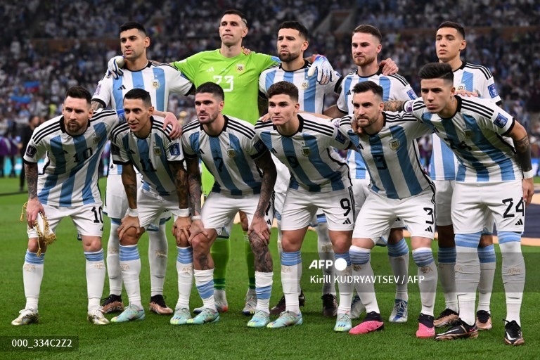 Đội hình ra sân Argentina. Ảnh: AFP