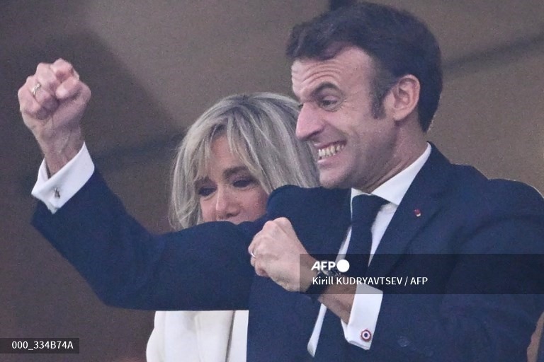 Tổng thống Pháp Emmanuel Macron dự khán trận đấu. Ảnh: AFP