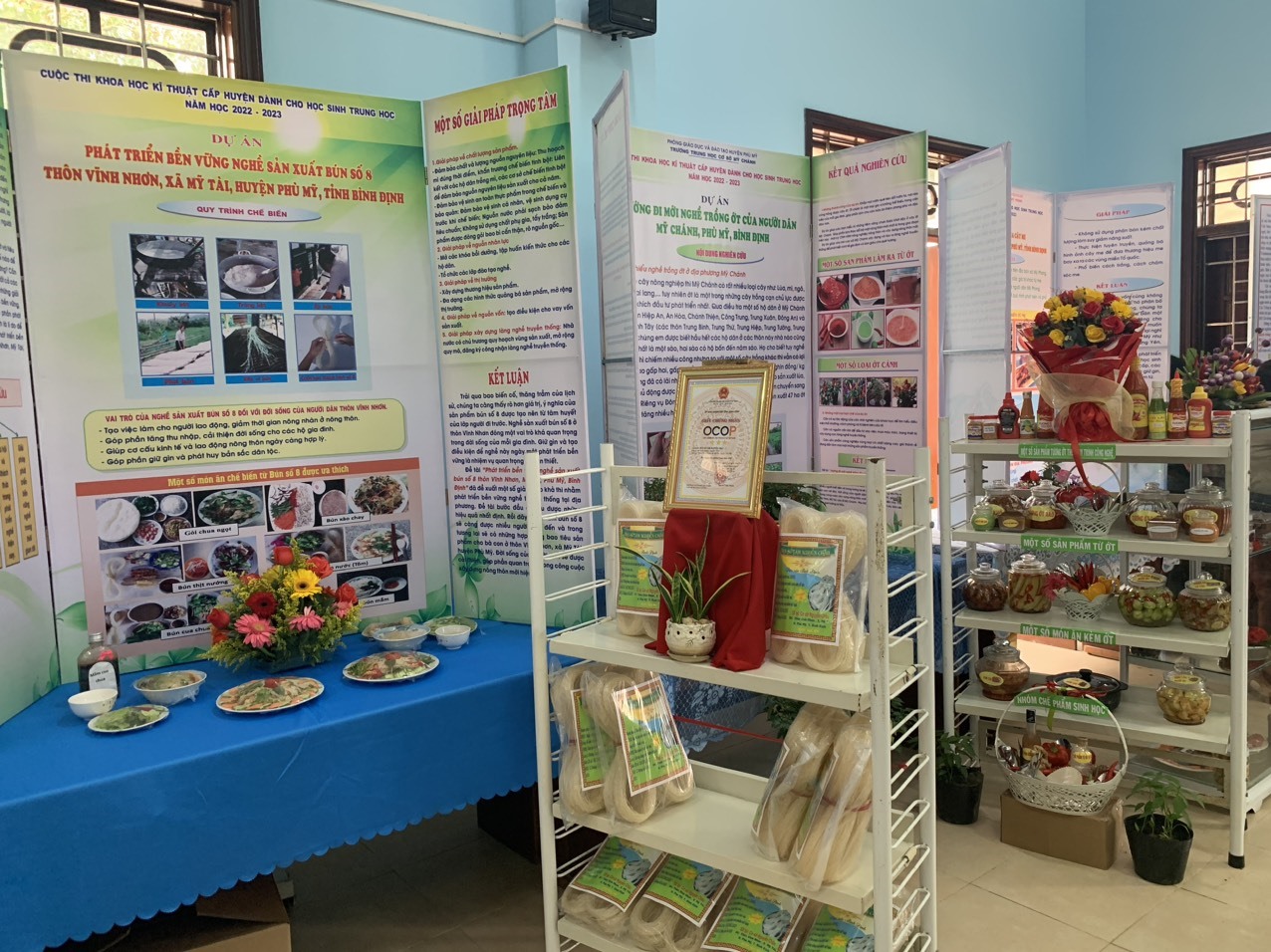 Nhiều dự án thuộc lĩnh vực sản xuất nông nghiệp xuất hiện tại cuộc thi KHKT dành cho học sinh huyện Phù Mỹ (Bình Định). Ảnh: Ban tổ chức cuộc thi.