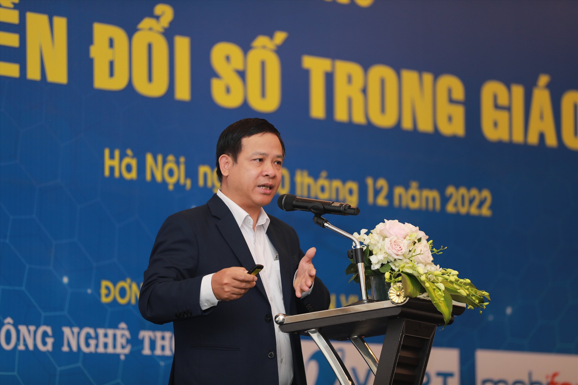 Ông Nguyễn Sơn Hải, Cục trưởng Cục Công nghệ thông tin (Bộ GDĐT) phát biểu tại hội thảo