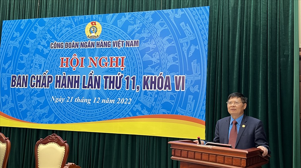 Phó Chủ tịch Tổng Liên đoàn Lao động Việt Nam Phan Văn Anh phát biểu tại Hội nghị. Ảnh: Linh Nguyên