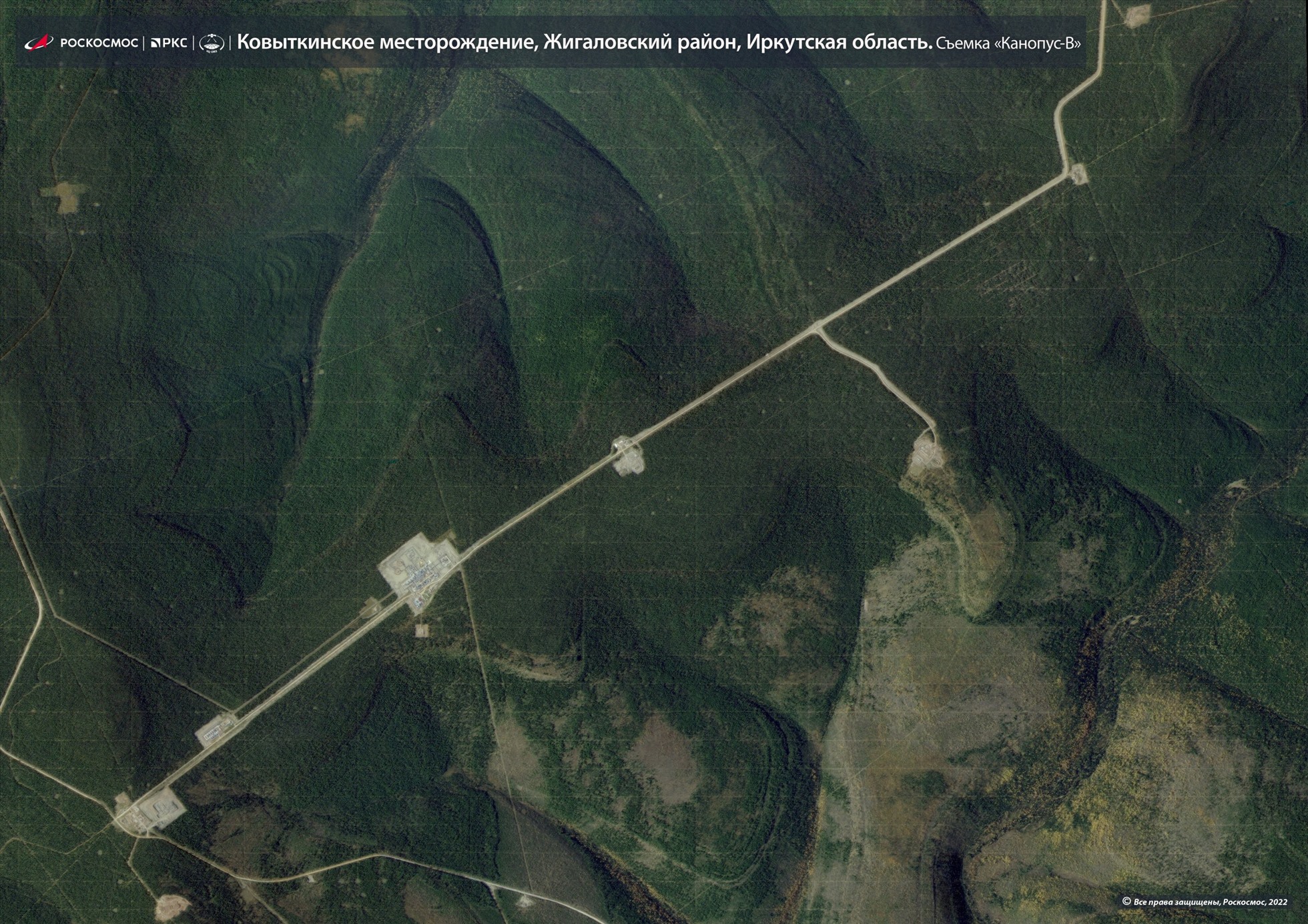 Ảnh vệ tinh mỏ khí đốt Kovykta ở vùng Irkutsk, Nga. Ảnh: AFP