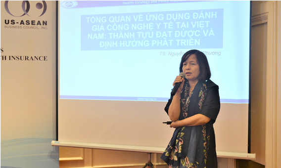 Bà Nguyễn Khánh Phương chia sẻ về thực tiễn ứng dụng HTA tại Việt Nam.