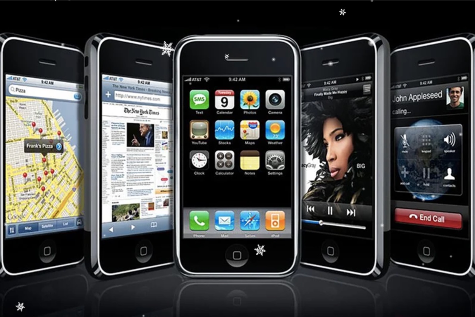 Hình ảnh quảng cáo của iPhone thế hệ đầu tiên, với hệ điều hành iPhone OS. Ảnh: Apple
