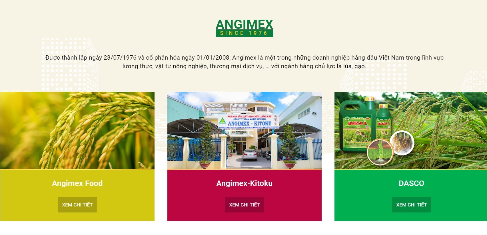 Angimex là doanh nghiệp đang hoạt động trong rất nhiều lĩnh vực. Ảnh: Chụp màn hình