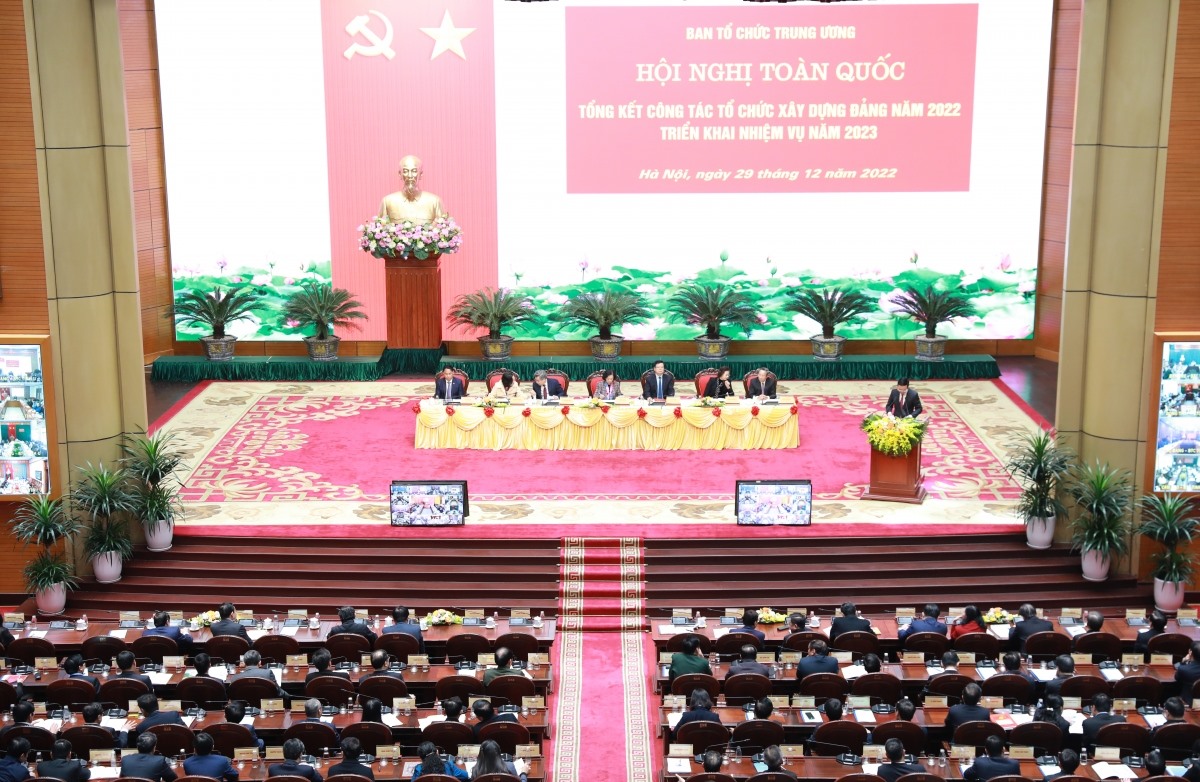 Hội nghị toàn quốc tổng kết công tác tổ chức xây dựng Đảng năm 2022, triển khai nhiệm vụ năm 2023. Ảnh: Thanh Hà