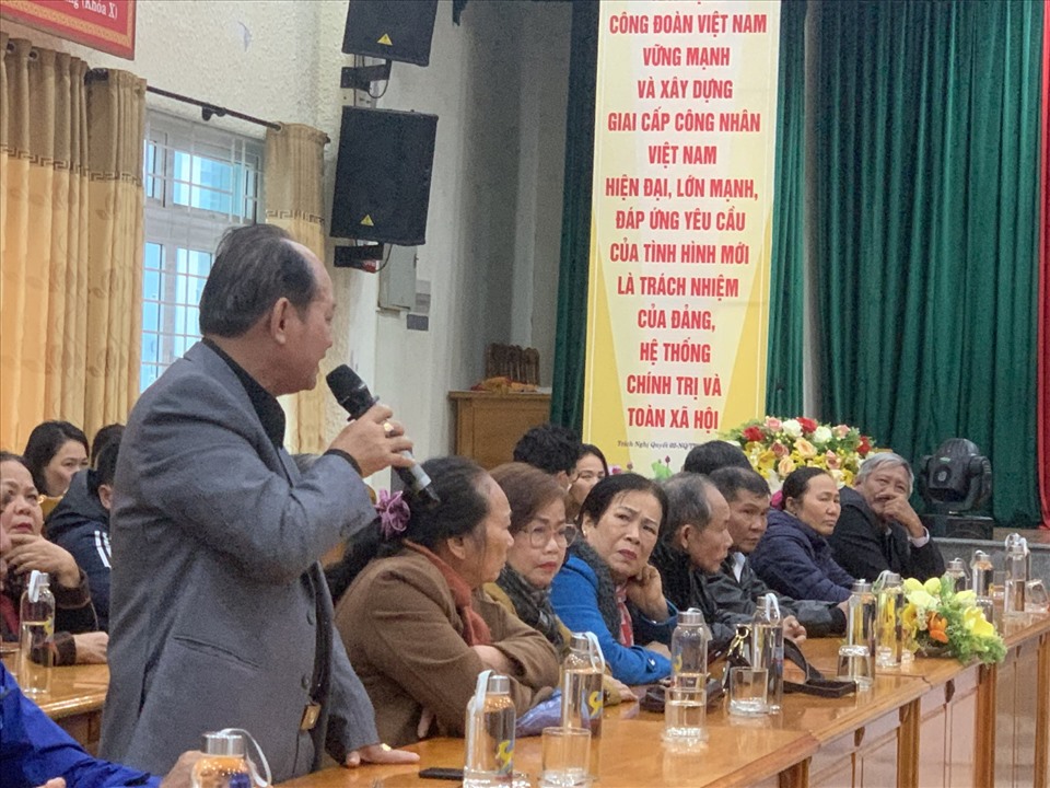 Ông Nguyễn Đức Cử, Tổ tự quản số 38 phường Hoà Khánh Bắc, quận Liên Chiểu phát biểu tại buổi gặp mặt. Ảnh: Tường Minh