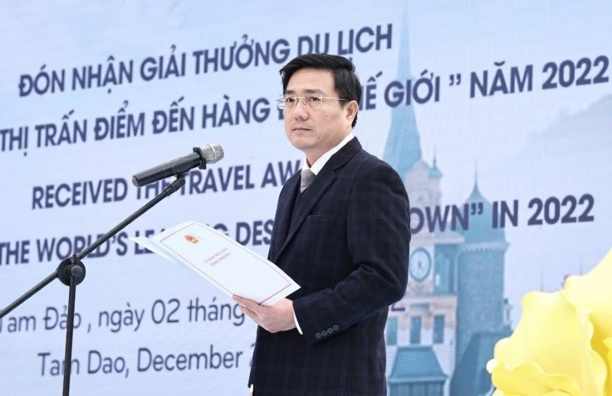 Phó Chủ tịch UBND tỉnh Vĩnh Phúc Vũ Việt Văn phát biểu tại buổi lễ.