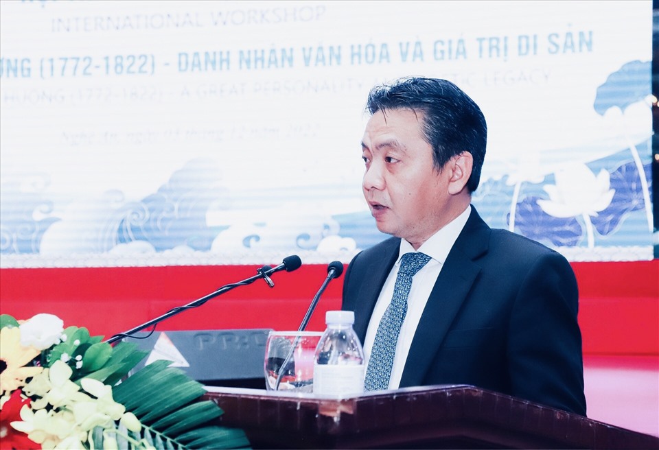 Thứ trưởng Bộ Văn hóa, Thể thao và Du lịch Hoàng Đạo Cương phát biểu khai mạc Hội thảo. Ảnh: Quỳnh Trang