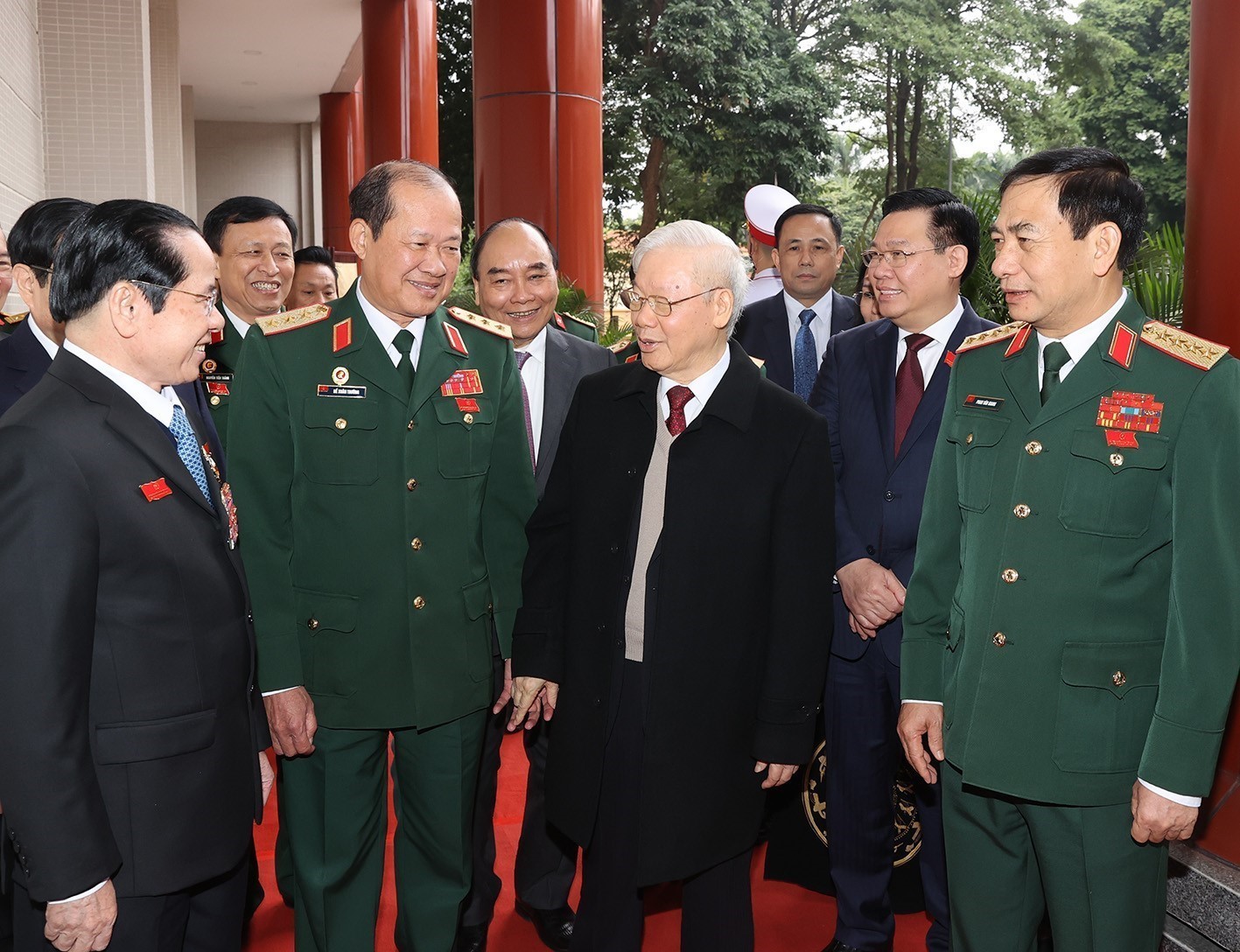Tổng Bí thư Nguyễn Phú Trọng cùng các lãnh đạo Đảng, Nhà nước tới dự Đại hội. Ảnh: Trí Dũng