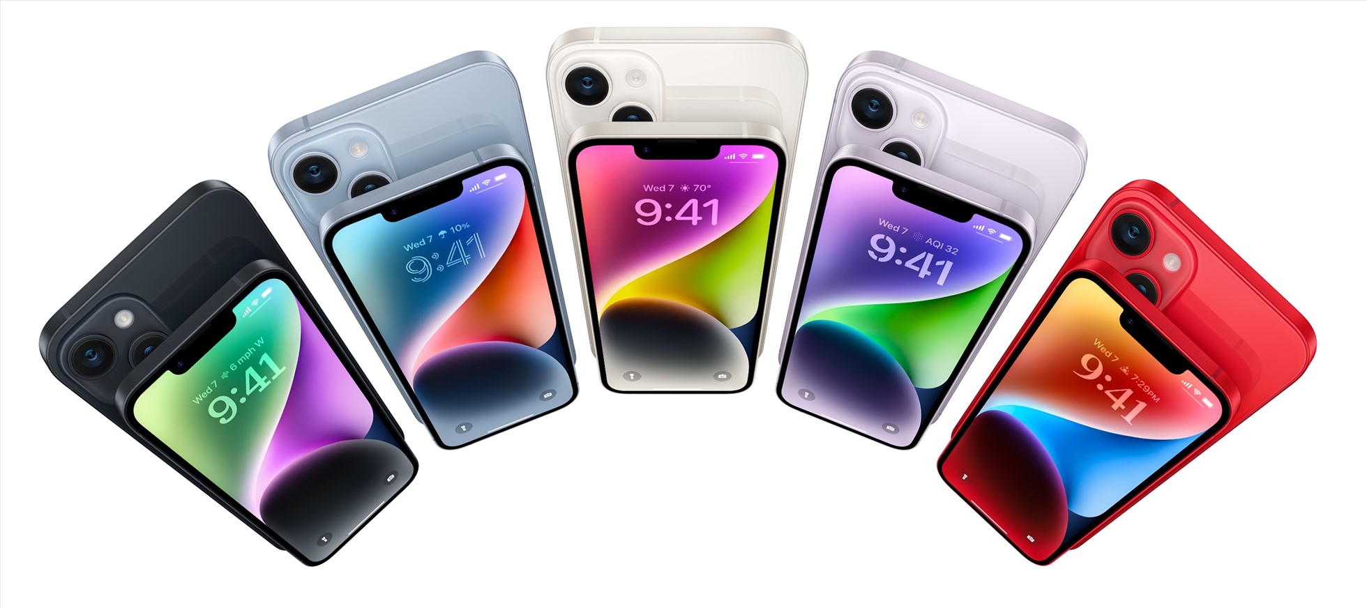 Apple đã tung ra 5 lựa chọn màu sắc cho iPhone 14. Ảnh: Apple