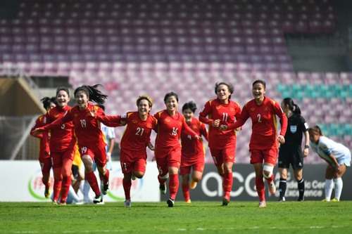 Tuyển nữ Việt Nam lần đầu tiên giành vé dự World Cup 2023. Ảnh: AFC