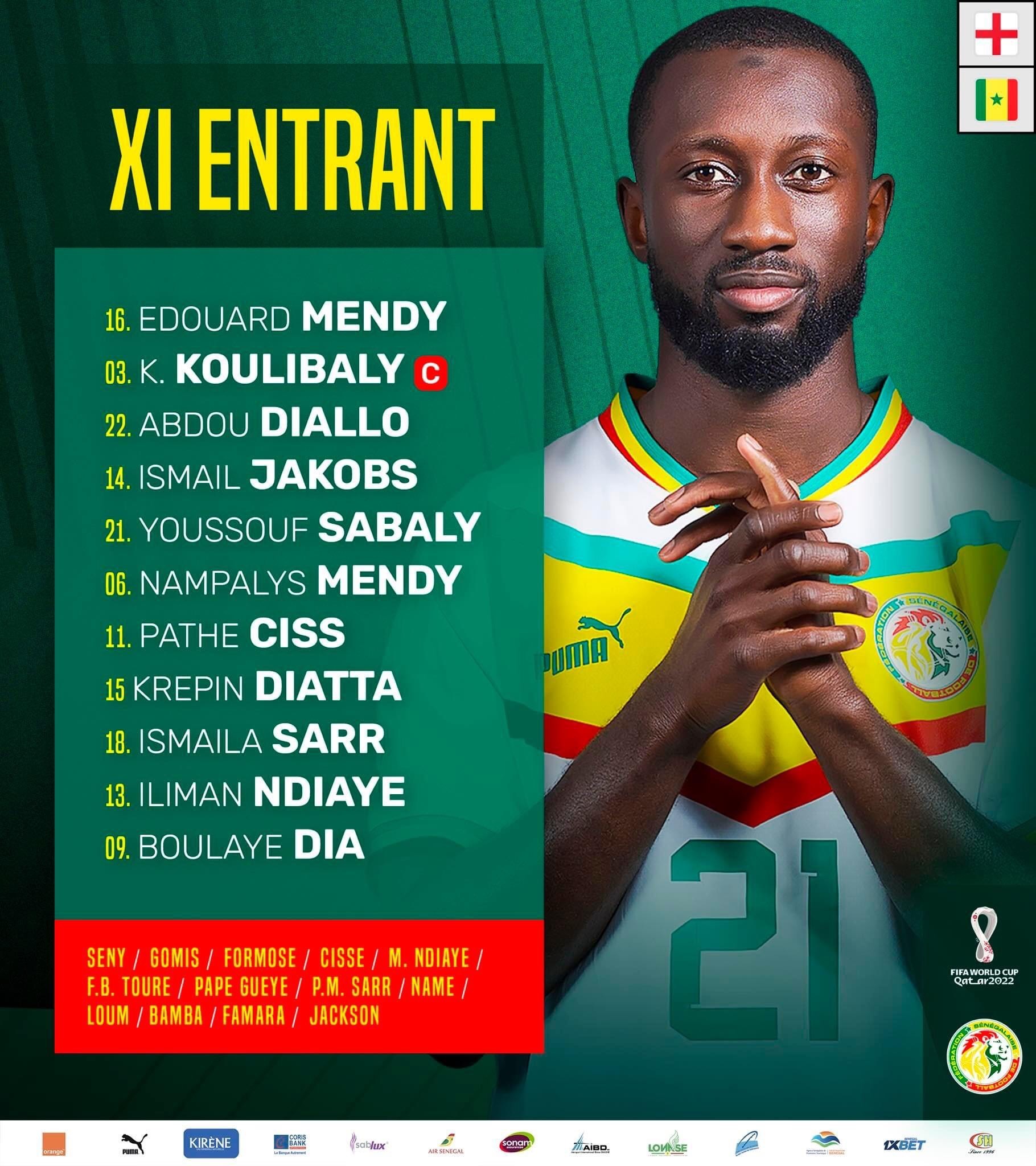 Đội hình ra sân của đội tuyển Senegal. Ảnh: LĐBĐ Senegal