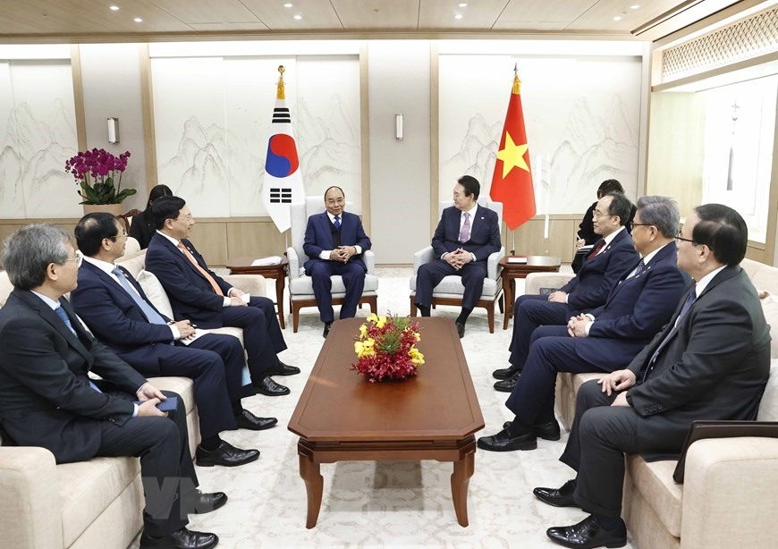Chủ tịch nước Nguyễn Xuân Phúc thăm cấp nhà nước Hàn Quốc từ 4-6.12 theo lời mời của Tổng thống Yoon Suk-yeol. Ảnh: TTXVN