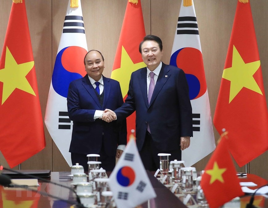 Tổng thống Yoon Suk-yeol cho biết, chuyến thăm của Chủ tịch nước Nguyễn Xuân Phúc sẽ là “điểm khởi hành mới” trong mối quan hệ Việt Nam - Hàn Quốc. Ảnh: TTXVN