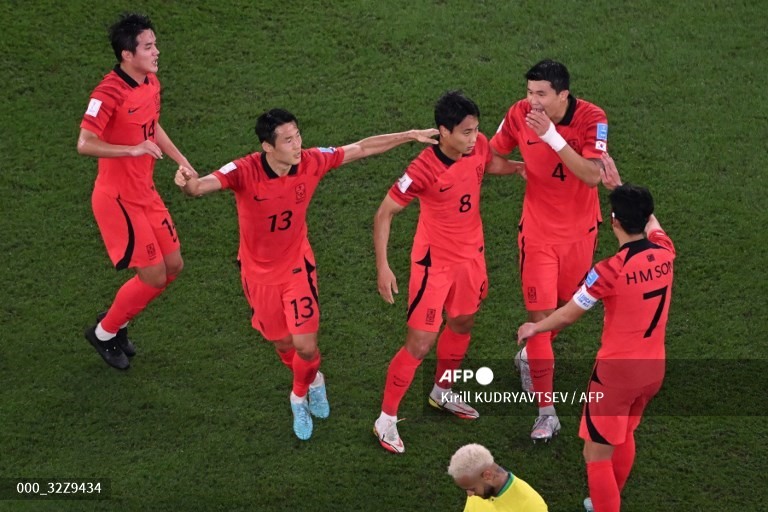 Đội tuyển Hàn Quốc đã có bàn rút ngắn tỷ số.  Ảnh: AFP