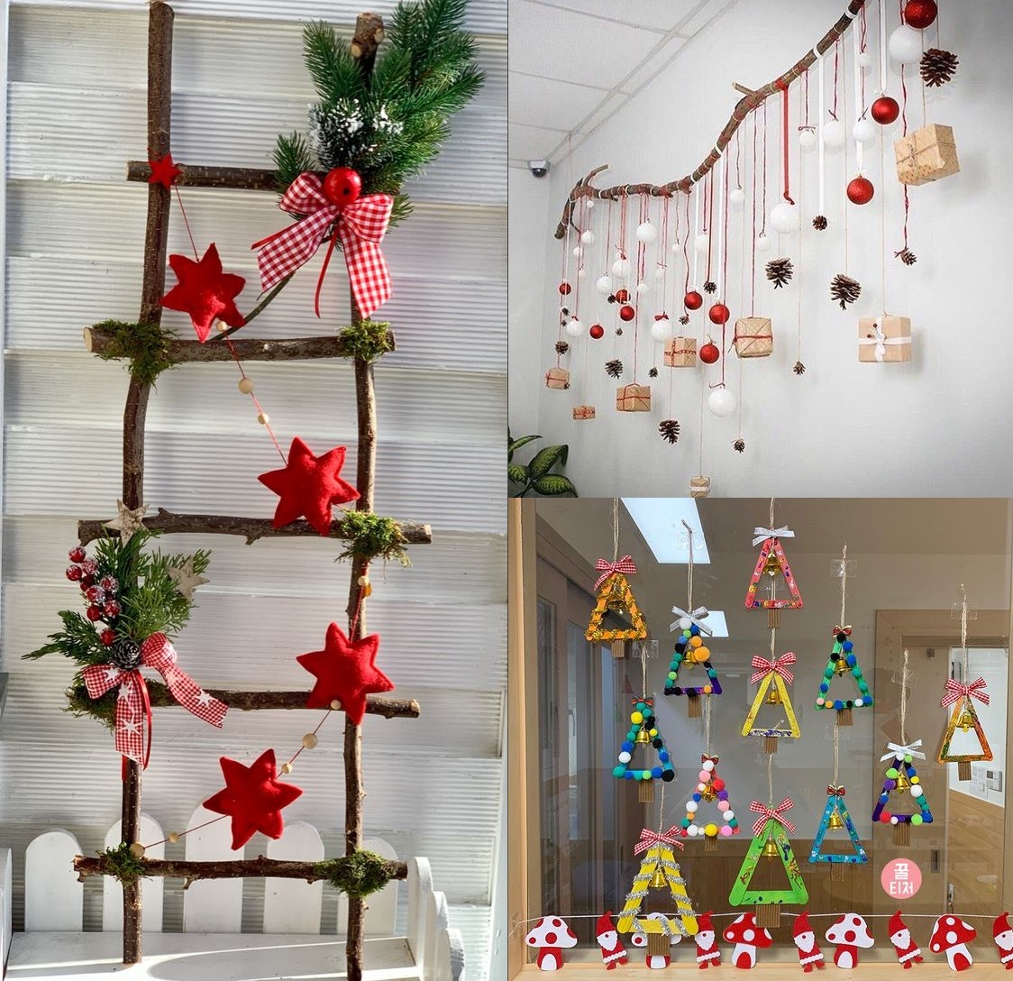 Ngoài ra, bạn có thể trang trí nhà bằng những món đồ liên tưởng đến Noel như: quả châu, đèn nháy, decal, ông già Noel... Đồ hoạ: M.H