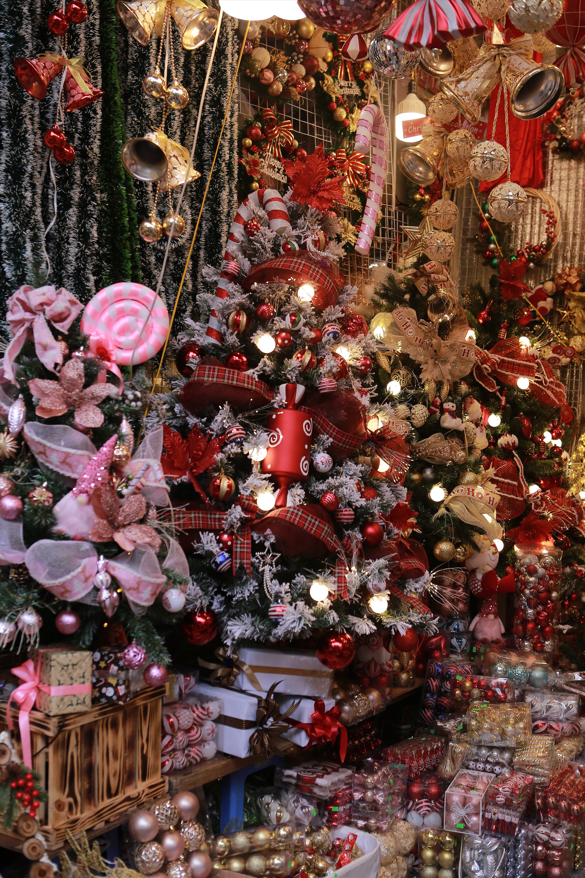 Theo khảo sát các gian hàng ở đây, cây thông Noel được bán với giá từ 150.000 đồng đến vài triệu đồng, thậm chí đến vài chục triệu đồng tùy kích cỡ và cách trang trí. Vòng nguyệt quế được tiểu thương bán với giá 30.000 - 120.000 đồng. Ngoài đồ trang trí nhà cửa thì trang phục lễ hội cũng là mặt hàng được bày bán nhiều ở đây.