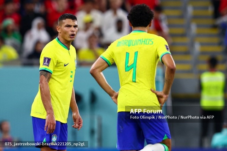 Thiago Silva và Marquinhos có sợi dây gắn kết bền chặt. Ảnh: AFP