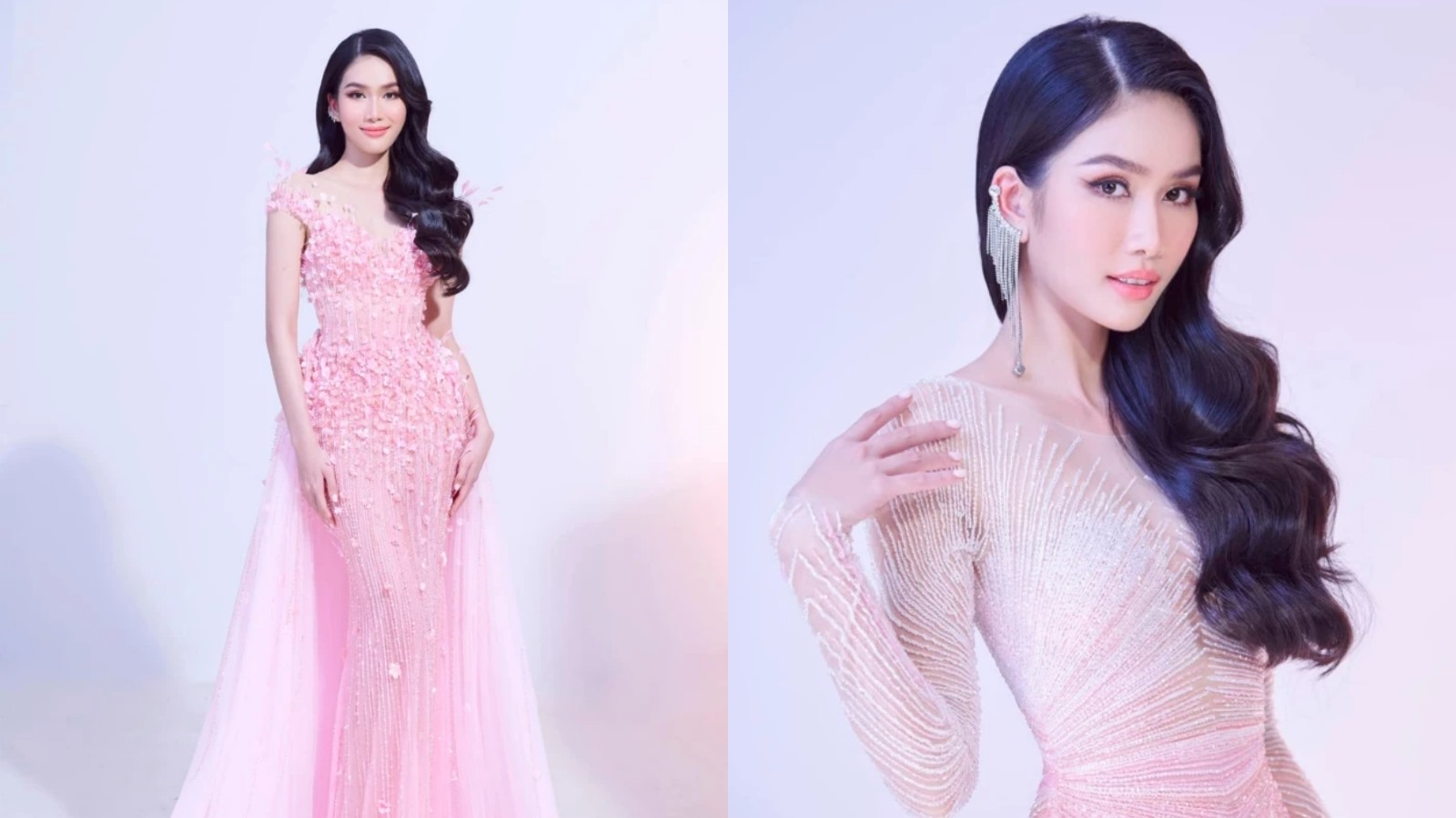 Phuong Anh นำ 2 นางแบบในชุดราตรีเข้าประกวด Miss International 2022 รูปภาพ: จัดทำโดยตัวละคร