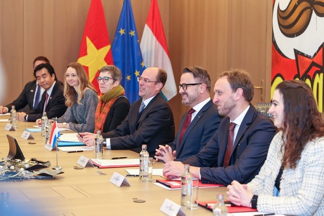 Thủ tướng Xavier Bettel nhấn mạnh các tập đoàn, doanh nghiệp Luxembourg ngày càng quan tâm đến Việt Nam. Ảnh: VGP