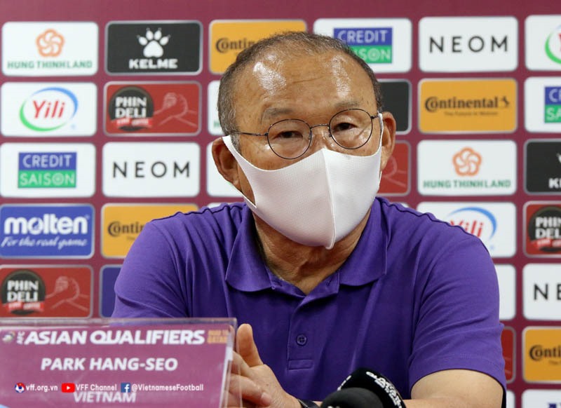 Huấn luyện viên Park Hang-seo đã giúp tuyển Việt Nam có chiến thắng đầu tiên ở vòng loại thứ 3 World Cup 2022. Ảnh: VFF