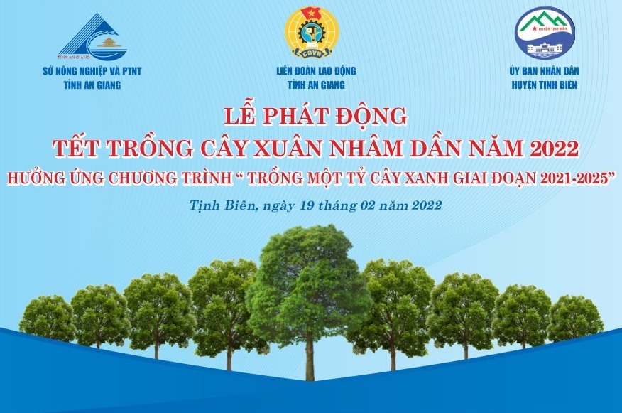 Ngày 19.2, LĐLĐ tỉnh An Giang làm lễ phát động và thực hiện trồng cây gây rừng tại xã An Phú, huyện Tịnh Biên. Ảnh: PV