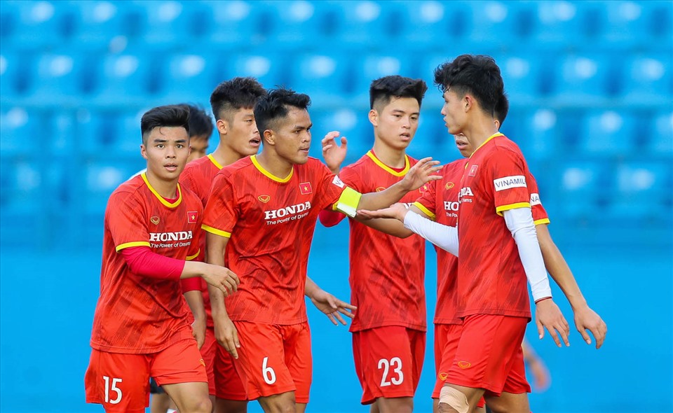 U23 Việt Nam với thành phần chủ yếu là U21 hướng đến giải vô địch U23 Đông Nam Á 2022. Ảnh: VFF