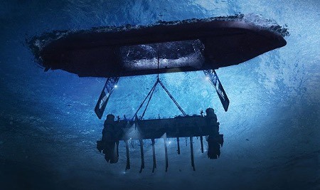 Minh họa dự án phục hồi xác tàu ngầm K-129 do CIA thực hiện. Ảnh chụp màn hình Youtube.