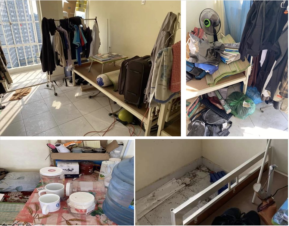 Một số hình ảnh phòng ở bị bẩn và hư hại được sinh viên đăng tải trên các hội nhóm của ký túc xá ĐH Quốc gia TP.HCM. Ảnh: KTX ĐHQG Confessions
