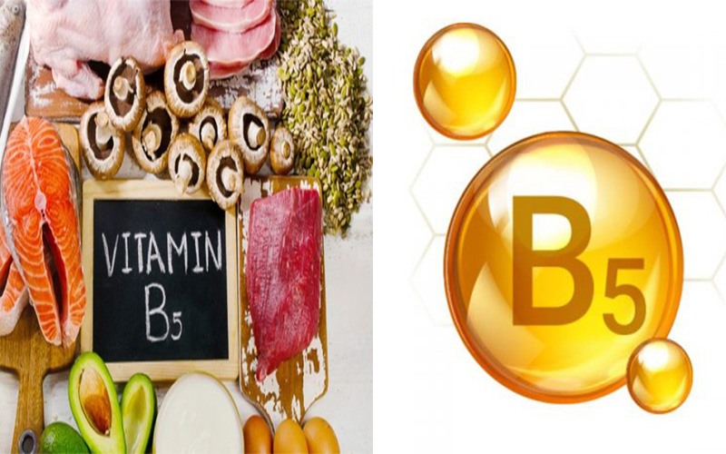 Vitamin B5: B5 là một loại vitamin thiết yếu cho mái tóc khỏe mạnh. Nó giúp tăng độ dày và óng mượt cũng như cải thiện kết cấu của tóc bị hư tổn. Nấm, hạt hướng dương, gan, trứng và bơ là thực phẩm rất giàu vitamin B5.