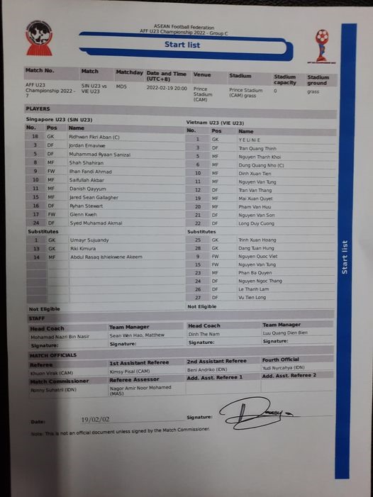 U23 Singapore chỉ có đúng 3 cầu thủ dự bị khi gặp U23 Việt Nam. Ảnh: Hồng Phan