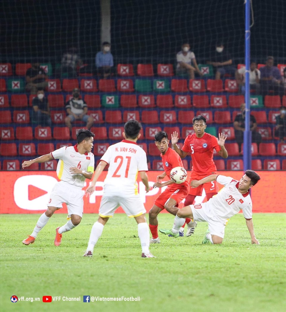 U23 Việt Nam đánh bại U23 Singapore 7-0 trong ngày ra quân giải U23 Đông Nam Á 2022. Ảnh: VFF