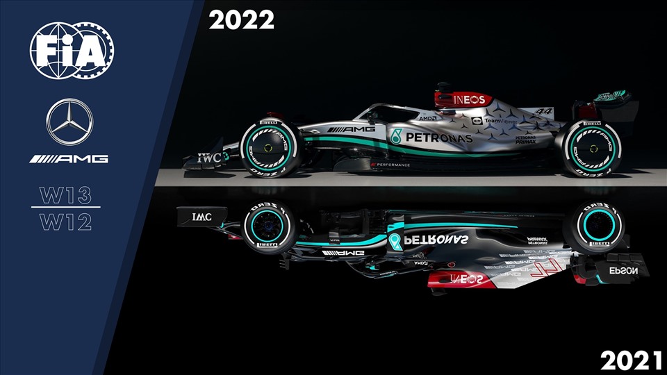 Chiếc W12 mà Lewis Hamiton - tay đua 7 lần vô địch thế giới của đội Mercedes, sử dụng trong mùa giải 2021 sẽ được đổi thành W13.