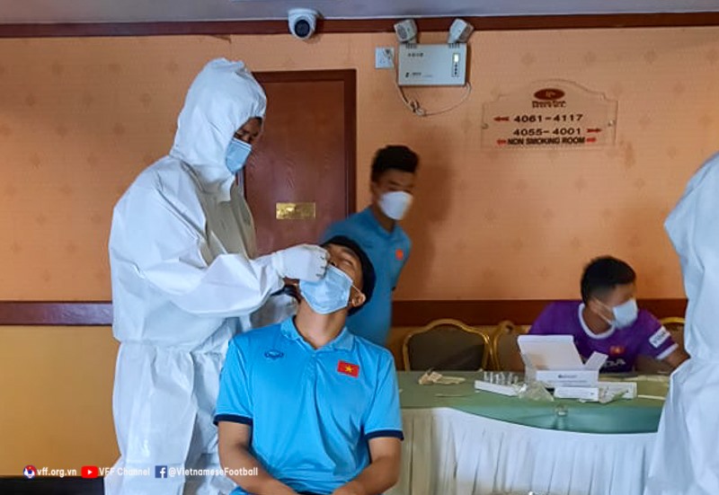 U23 Việt Nam lấy mẫu trưa 20.2. Ảnh: VFF