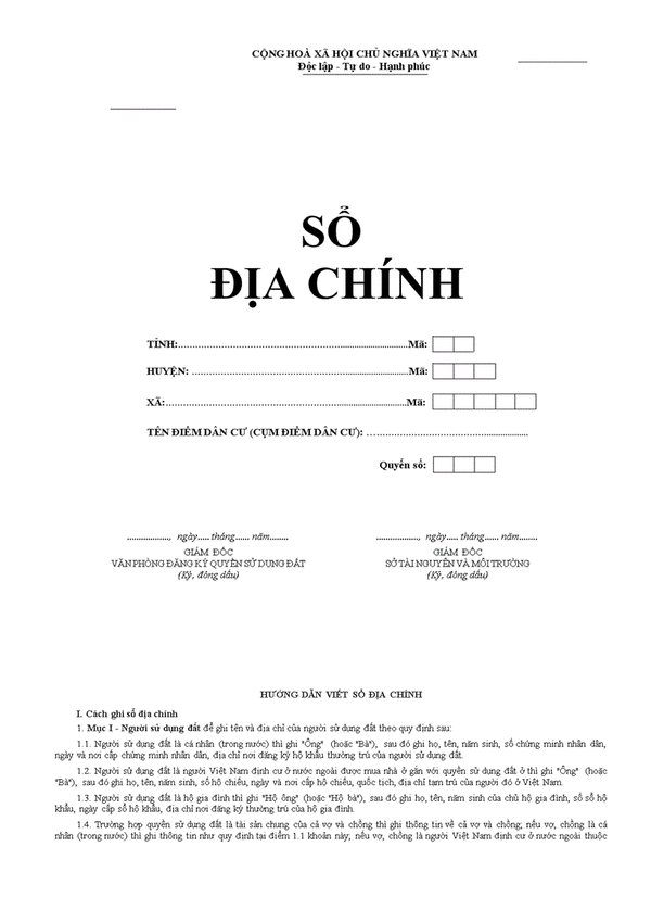 Sổ địa chính là thành phần quan trọng của hồ sơ địa chính. Ảnh: ST