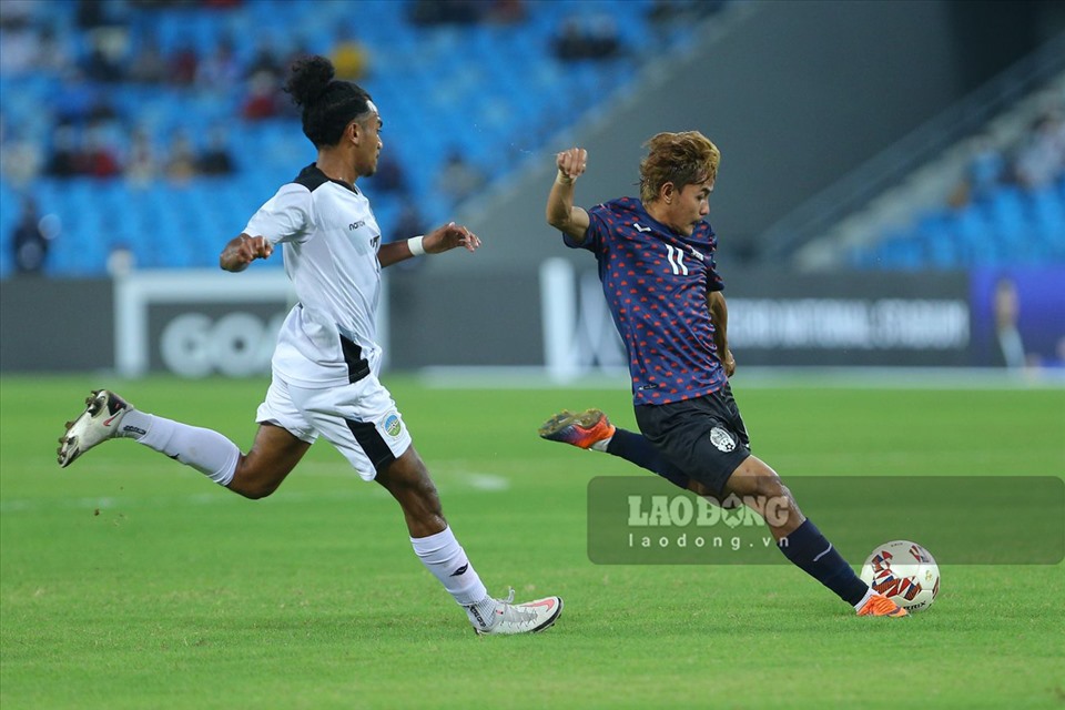 U23 Campuchia bất lực trong việc tìm bàn gỡ hoà. Ảnh: TV
