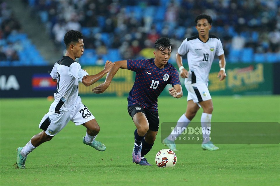 U23 Campuchia bất ngờ thất bại trước U23 Timor Leste. Ảnh: TV