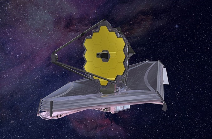 Mô phỏng kính viễn vọng James Webb trong không gian. Ảnh: NASA