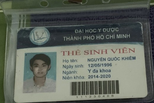 Thẻ sinh viên giả được đối tượng Nguyễn Quốc Khiêm chụp và nộp để tham gia tình nguyện. Ảnh: NTCC