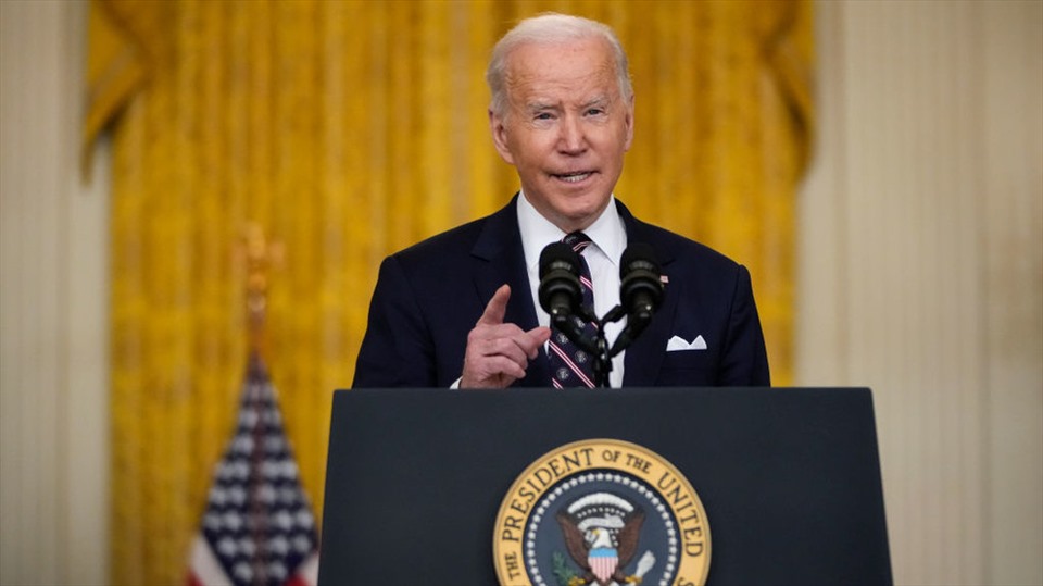 Tổng thống Joe Biden tuyên bố trừng phạt Nord Stream 2. Ảnh: AFP/Getty
