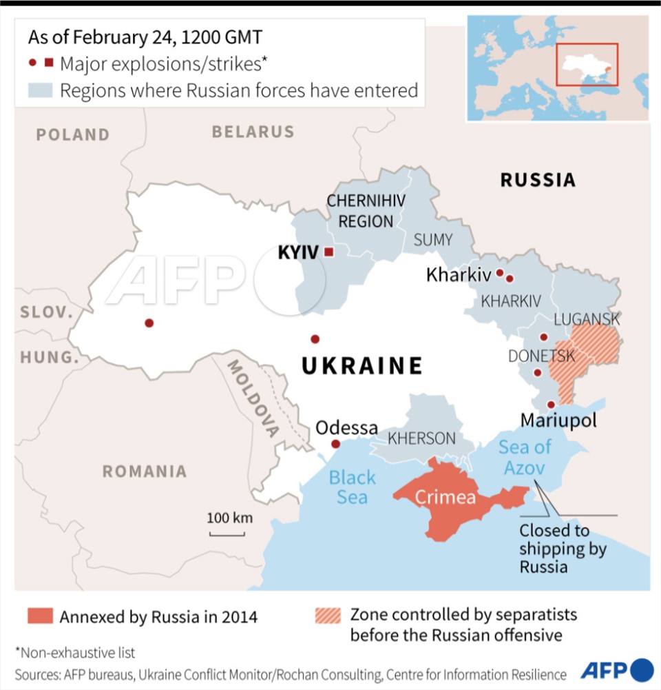 Bản đồ Ukraina và Nga - Xem trực tuyến và download miễn phí