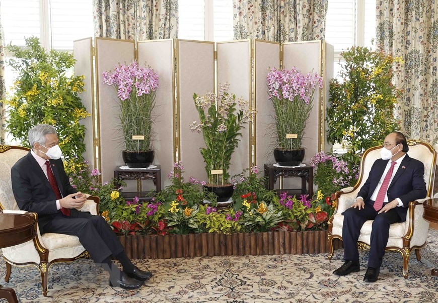 Trong khuôn khổ chuyến thăm, Chủ tịch nước Nguyễn Xuân Phúc sẽ hội đàm với Thủ tướng Lý Hiển Long. Ảnh: TTXVN